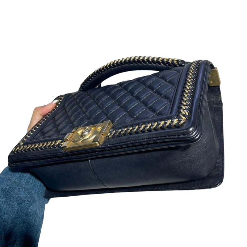 Boy Old Medium Handle Calfskin Black GHW