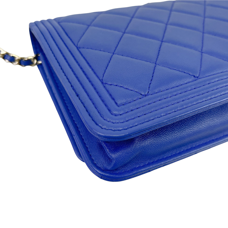 Boy Wallet on Chain Lambskin Blue GHW