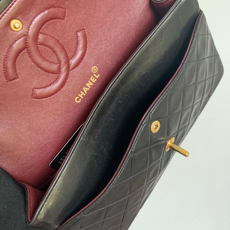 Vintage Classic ML Double Flap Lambskin in Dark Brown and 24K GHW