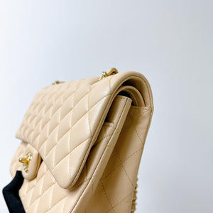 Double Flap Medium Lambskin Beige GHW