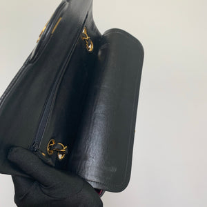 Vintage Lambskin Double Flap M/L with GHW In black