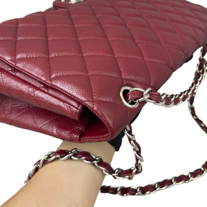 Single Flap Maxi Caviar Maroon SHW