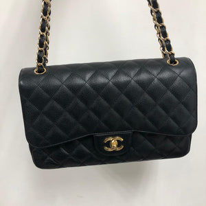 Classic Double Flap Jumbo Bag in Black Caviar with GHW