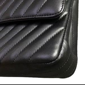 Medium Classic Chevron Calfskin Black GHW
