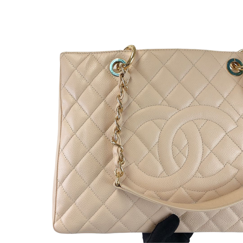 Chanel Beige Caviar GST shopping tote bag GHW Leather ref.201939