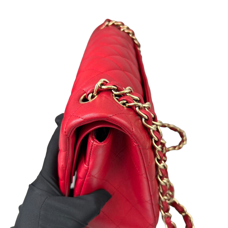 Chanel Red Jumbo Limited Joined Chain Classic Flap Bag GHW