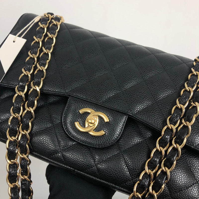 Classic Double Flap Jumbo Bag in Black Caviar with GHW