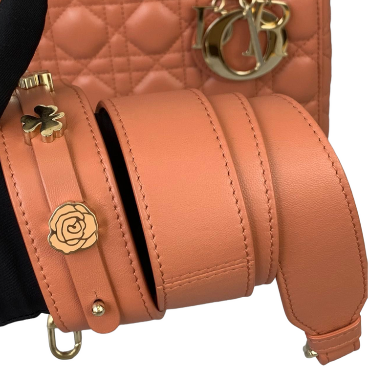 Small ABC Dior Lucky Badges Lambskin Orange GHW