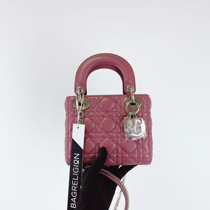 Mini Lady Dior Lambskin Rose Pink SHW