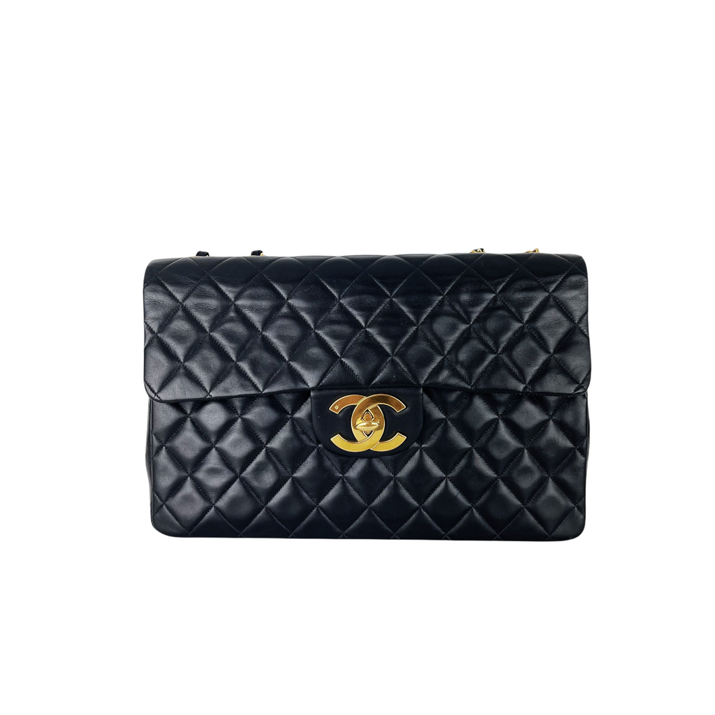 Jumbo XL Flap Lambskin Leather Black GHW