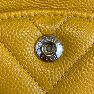 Small Classic Chevron Flap Caviar Yellow SHW