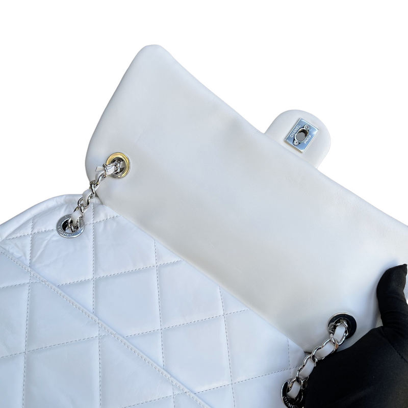 Aged Calfskin Quilted Express Bowling White SHW