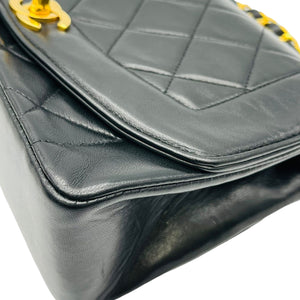 Small Classic Diana flap Black Lambskin GHW