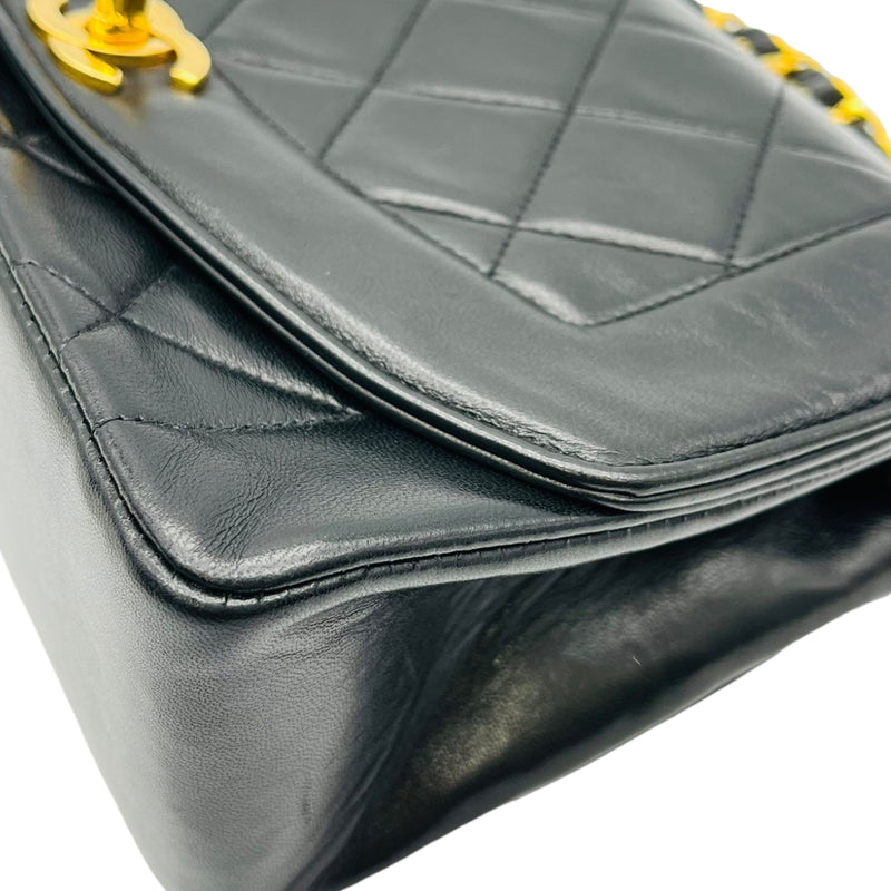 Small Classic Diana flap Black Lambskin GHW