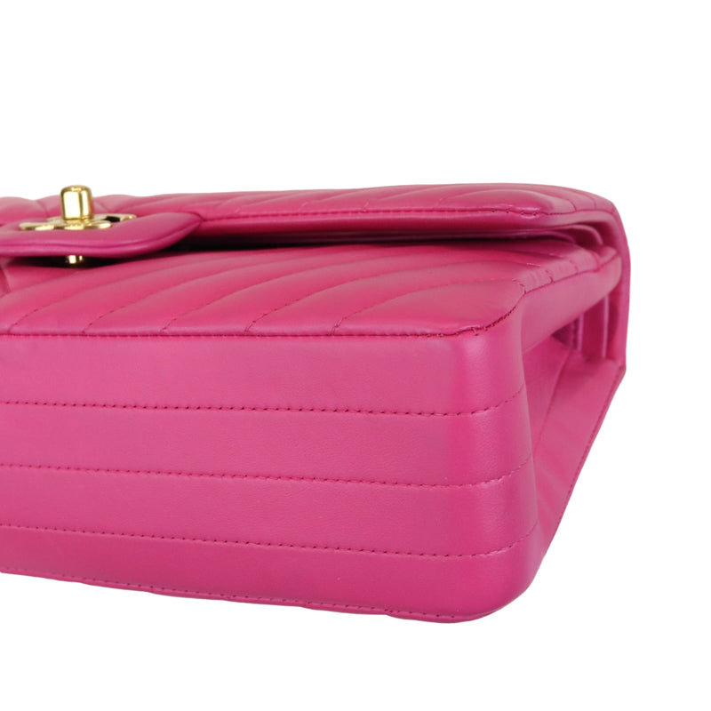 Classic Chevron Flap Medium Lambskin Pink GHW