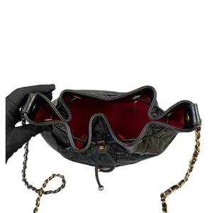 Drawstring Bucket Calfskin Black