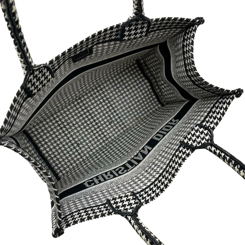 Medium Dior Book Tote Houndstooth Embroidery