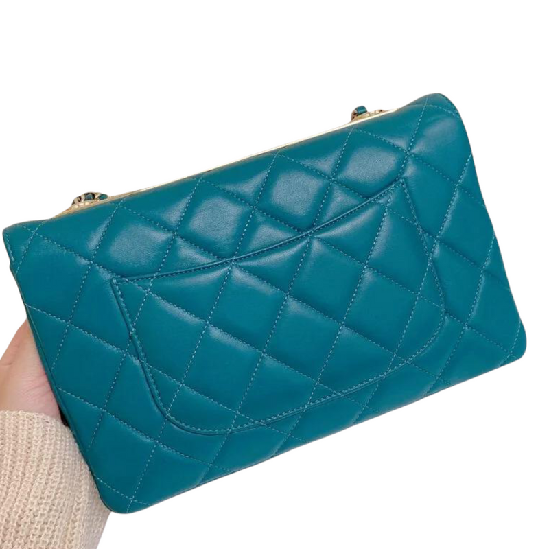 Trendy CC Flap Bag Lambskin Turquoise GHW