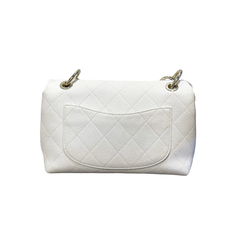 Quilted Caviar Top Chain Mini White GHW