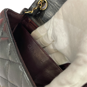 Square Mini Flap Lambskin Black GHW