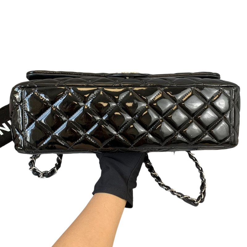 Classic Double Flap Maxi Patent Black SHW