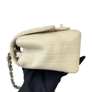 Chevron Flap Mini Square Ivory White SHW