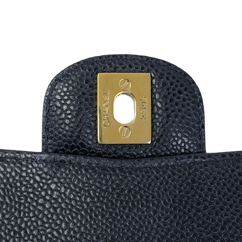 Pre-Owned Chanel Vintage Single Flap GHW Caviar Black Shoulder Bag 
