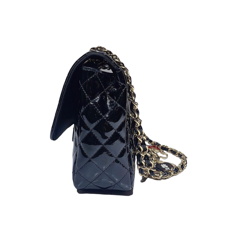 Medium Cruise Charm Single Flap Patent Black