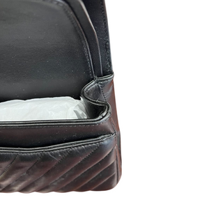 Medium Classic Chevron Calfskin Black GHW