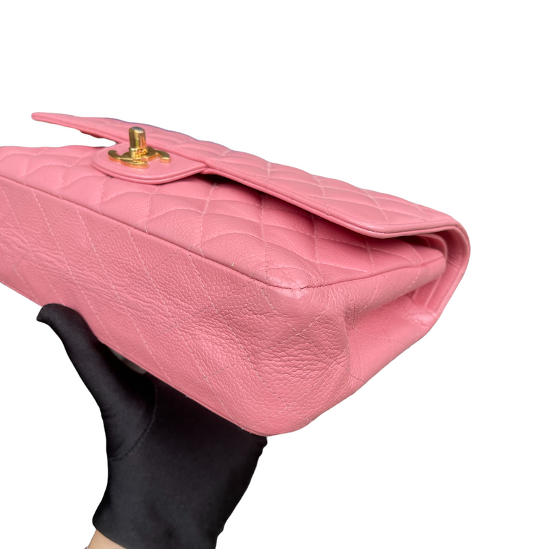 Chanel Vintage Coco Medium Classic Flap Bag Fabric Pink GHW