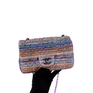 Mini Rectangle Flap Tweed Purple Rainbow Hardware