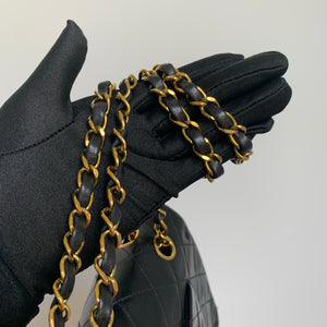 Vintage Lambskin Double Flap M/L with GHW In black