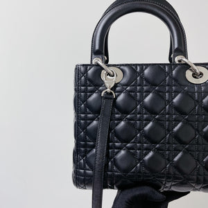 Classic Lambskin Medium Lady Dior Black SHW