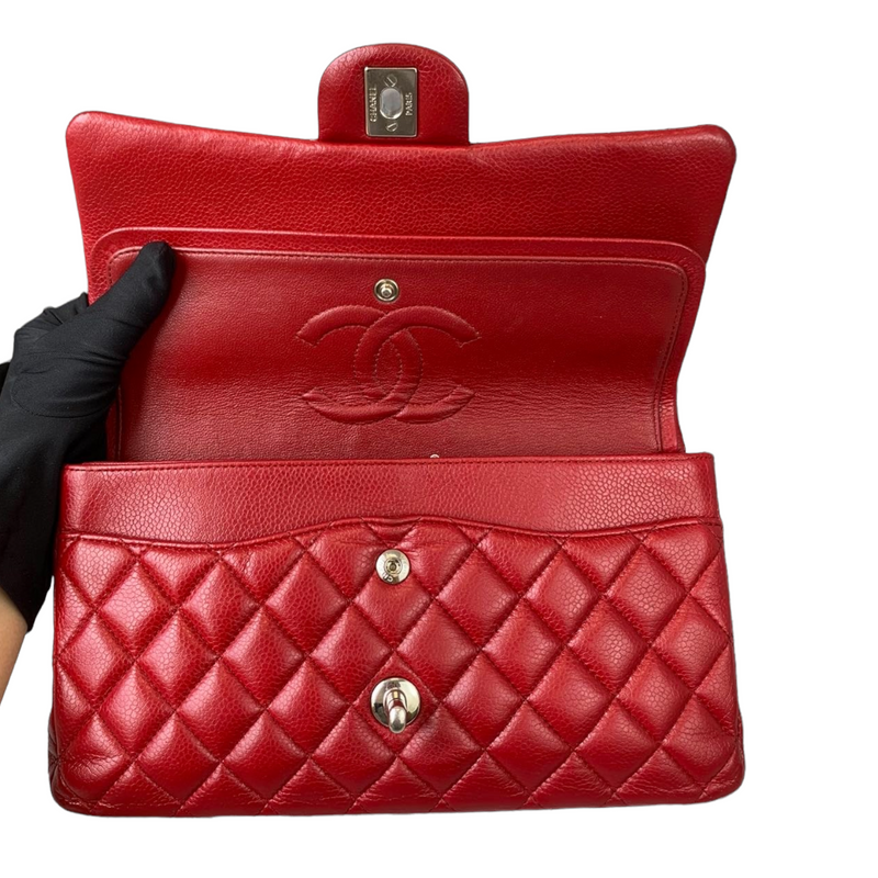 Classic Flap Caviar Medium Red SHW