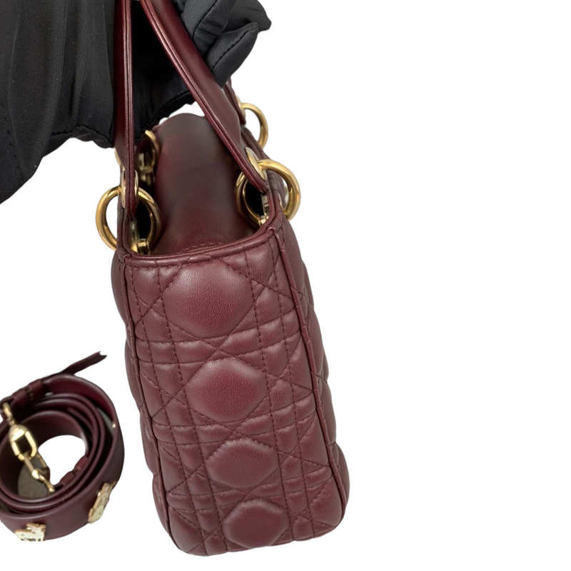 Small My Lady Dior Lucky Badges Lambskin Burgundy GHW