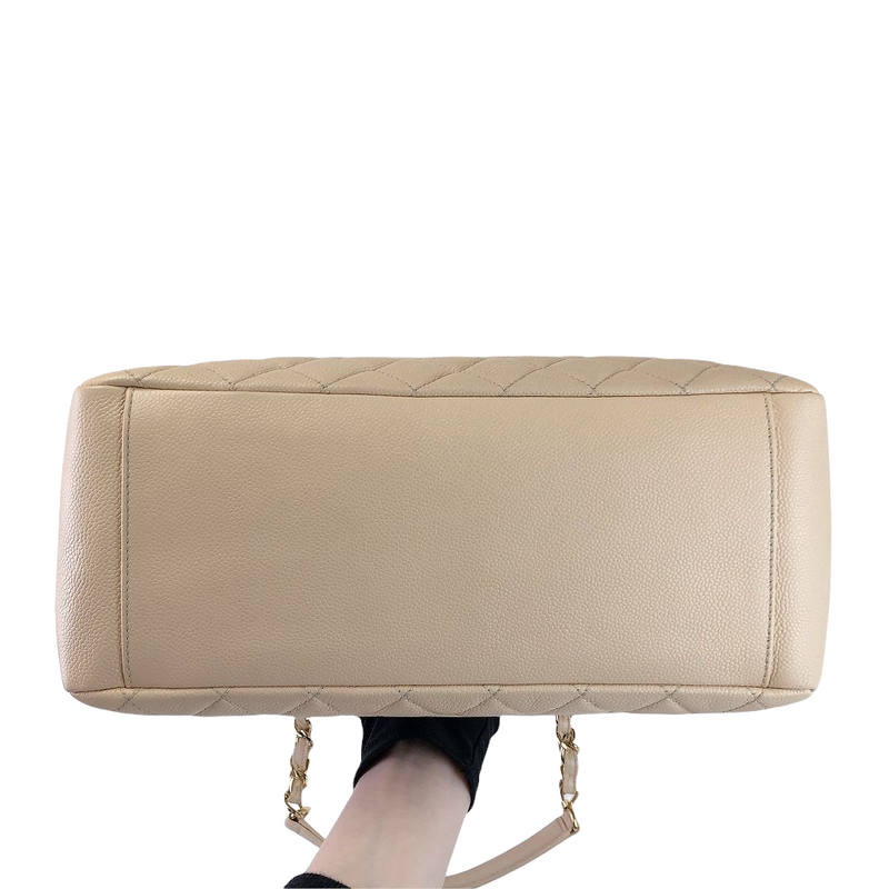 GST Grand Shopping Tote Beige Caviar GHW