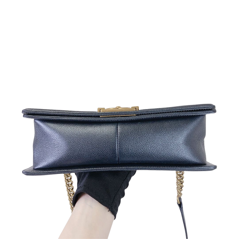Boy Medium Calfskin Pearl Charcoal GHW