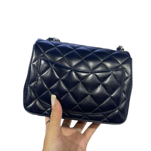 Classic Flap Square Mini Lambskin Dark Blue SHW