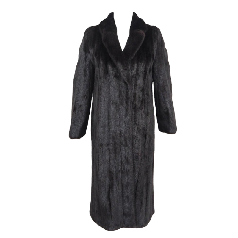 Mink Fur Coat Long in Black M