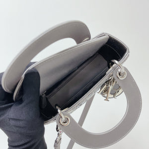 Embellished Cannage Satin Mini Lady Dior Grey