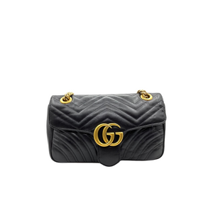 GG Marmont Small Matelassé Black GHW