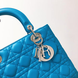 Lady Dior Lambskin Medium Blue SHW