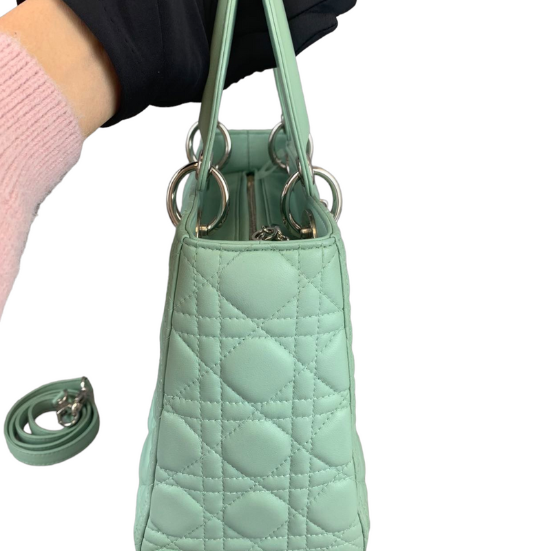 Medium Lady Dior Cannage Aqua SHW