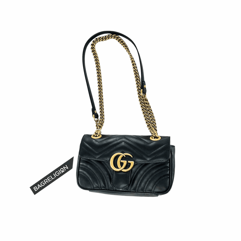 GG Marmont Black Mini Matelasse Shoulder Bag