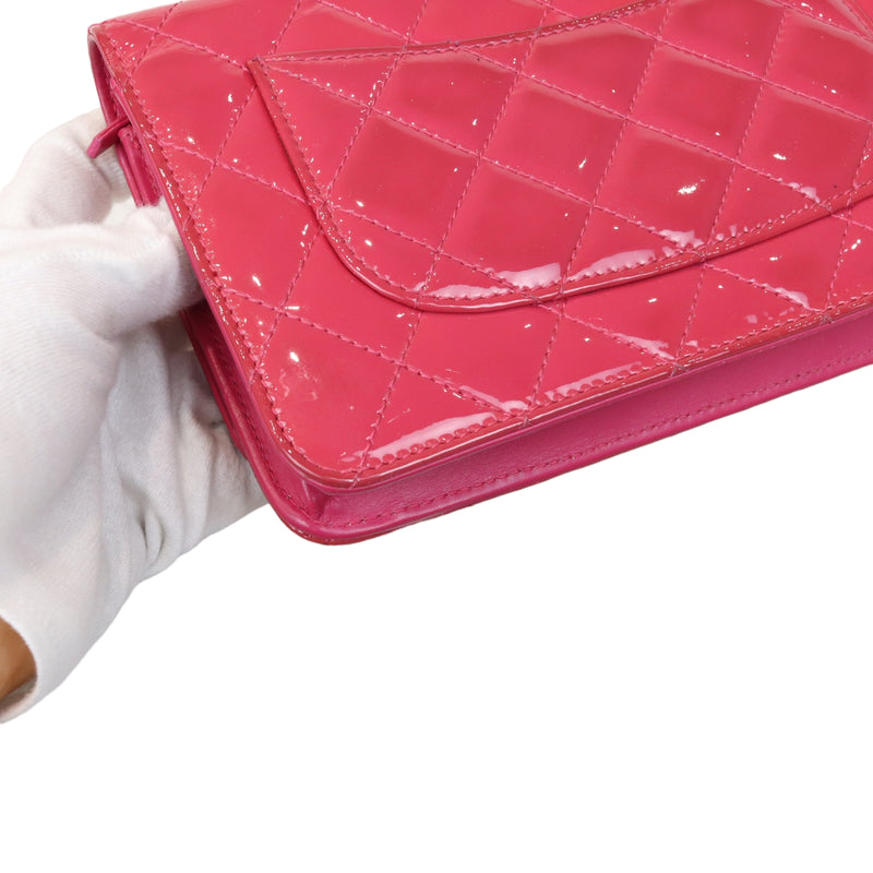 Quilted Patent Flap WOC Pink SHW