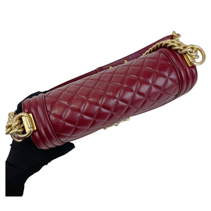 Quilted Old Medium Boy Calfskin Dark Red GHW