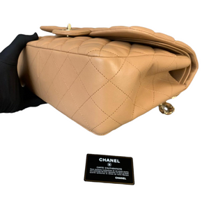 Double Flap Jumbo Dark Beige GHW