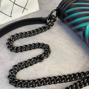Iridescent Chevron Embossed Small Boy Black BHw