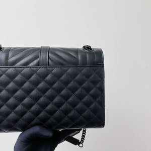 Quilted Envelope Medium Grained Leather Black BHW