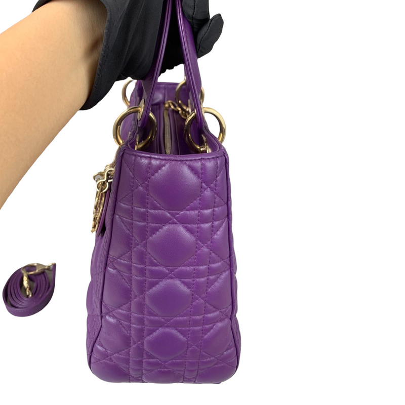 Medium Lady Dior Lambskin Purple GHW